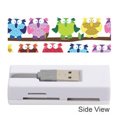 Funny Owls Sitting On A Branch Pattern Postcard Rainbow Memory Card Reader (stick) 