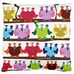 Funny Owls Sitting On A Branch Pattern Postcard Rainbow Large Cushion Case (One Side) Front