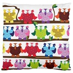 Funny Owls Sitting On A Branch Pattern Postcard Rainbow Large Flano Cushion Case (Two Sides) Front