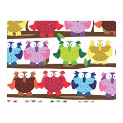 Funny Owls Sitting On A Branch Pattern Postcard Rainbow Double Sided Flano Blanket (mini)  by Mariart