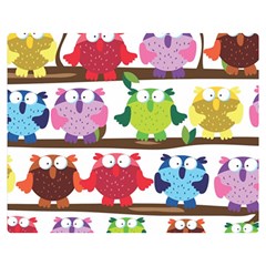 Funny Owls Sitting On A Branch Pattern Postcard Rainbow Double Sided Flano Blanket (medium)  by Mariart