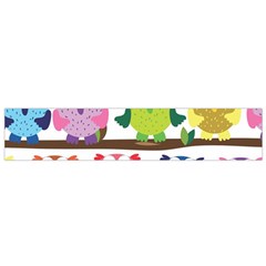 Funny Owls Sitting On A Branch Pattern Postcard Rainbow Flano Scarf (Small)