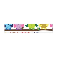 Funny Owls Sitting On A Branch Pattern Postcard Rainbow Flano Scarf (Mini)