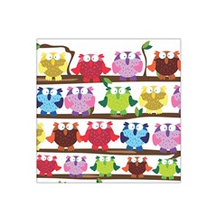 Funny Owls Sitting On A Branch Pattern Postcard Rainbow Satin Bandana Scarf