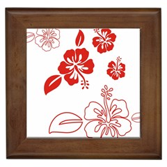 Hawaiian Flower Red Sunflower Framed Tiles by Mariart