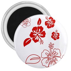 Hawaiian Flower Red Sunflower 3  Magnets by Mariart