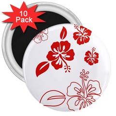 Hawaiian Flower Red Sunflower 3  Magnets (10 Pack)  by Mariart