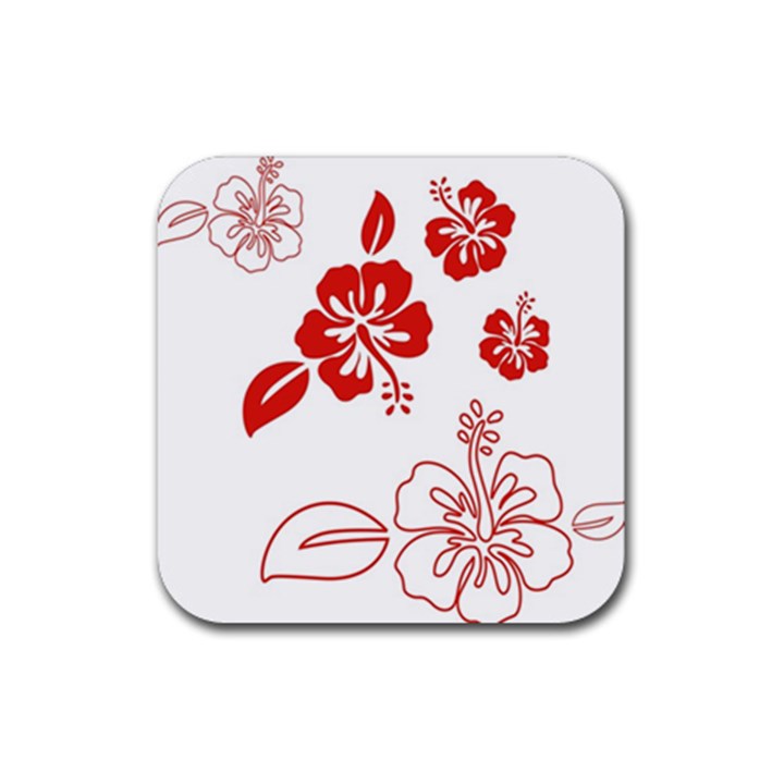 Hawaiian Flower Red Sunflower Rubber Coaster (Square) 