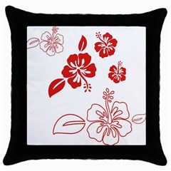 Hawaiian Flower Red Sunflower Throw Pillow Case (black) by Mariart