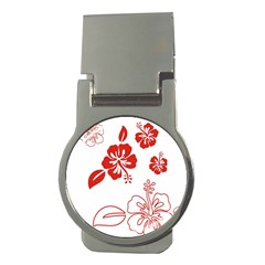 Hawaiian Flower Red Sunflower Money Clips (round)  by Mariart