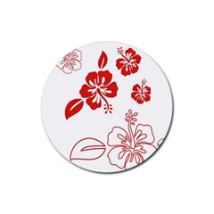 Hawaiian Flower Red Sunflower Rubber Coaster (round) 