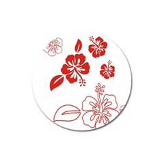 Hawaiian Flower Red Sunflower Magnet 3  (round) by Mariart