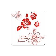 Hawaiian Flower Red Sunflower Square Magnet by Mariart