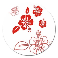 Hawaiian Flower Red Sunflower Magnet 5  (round) by Mariart