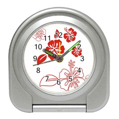 Hawaiian Flower Red Sunflower Travel Alarm Clocks by Mariart