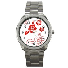 Hawaiian Flower Red Sunflower Sport Metal Watch by Mariart