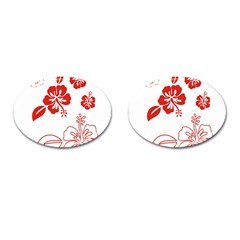 Hawaiian Flower Red Sunflower Cufflinks (oval) by Mariart