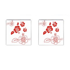 Hawaiian Flower Red Sunflower Cufflinks (square) by Mariart