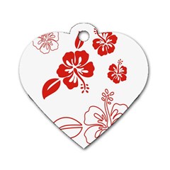 Hawaiian Flower Red Sunflower Dog Tag Heart (two Sides) by Mariart