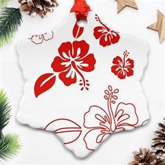 Hawaiian Flower Red Sunflower Ornament (snowflake) by Mariart