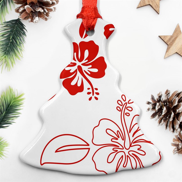 Hawaiian Flower Red Sunflower Christmas Tree Ornament (Two Sides)