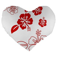 Hawaiian Flower Red Sunflower Large 19  Premium Heart Shape Cushions by Mariart