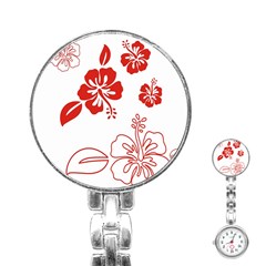 Hawaiian Flower Red Sunflower Stainless Steel Nurses Watch