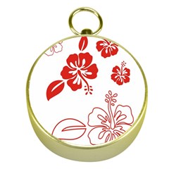 Hawaiian Flower Red Sunflower Gold Compasses by Mariart