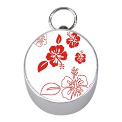 Hawaiian Flower Red Sunflower Mini Silver Compasses by Mariart