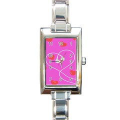 Heart Love Pink Red Rectangle Italian Charm Watch