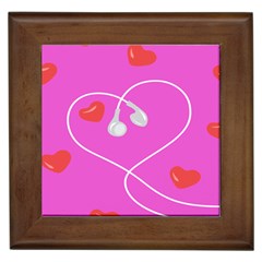 Heart Love Pink Red Framed Tiles by Mariart