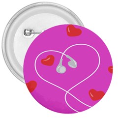 Heart Love Pink Red 3  Buttons