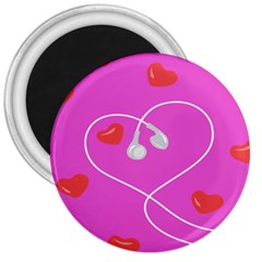 Heart Love Pink Red 3  Magnets by Mariart