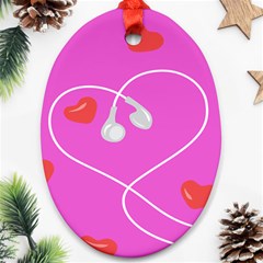 Heart Love Pink Red Ornament (oval) by Mariart