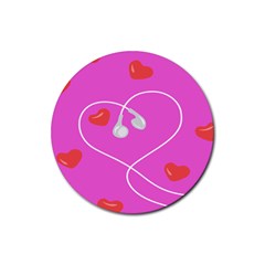 Heart Love Pink Red Rubber Coaster (round) 