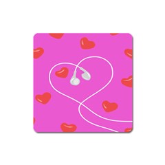 Heart Love Pink Red Square Magnet