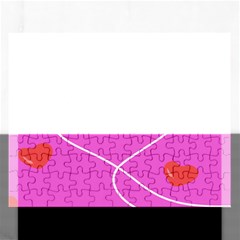 Heart Love Pink Red Rectangular Jigsaw Puzzl by Mariart