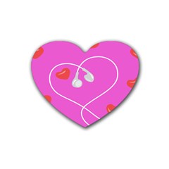 Heart Love Pink Red Rubber Coaster (heart)  by Mariart