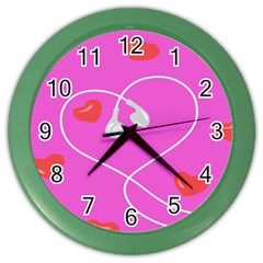 Heart Love Pink Red Color Wall Clocks