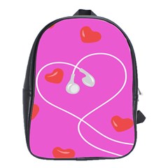 Heart Love Pink Red School Bags(large)  by Mariart