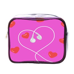 Heart Love Pink Red Mini Toiletries Bags by Mariart