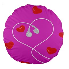 Heart Love Pink Red Large 18  Premium Round Cushions by Mariart