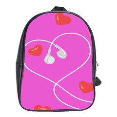 Heart Love Pink Red School Bags (xl)  by Mariart