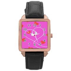 Heart Love Pink Red Rose Gold Leather Watch  by Mariart