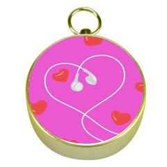 Heart Love Pink Red Gold Compasses by Mariart