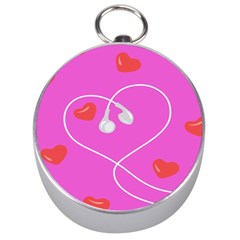 Heart Love Pink Red Silver Compasses