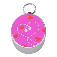 Heart Love Pink Red Mini Silver Compasses