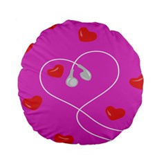 Heart Love Pink Red Standard 15  Premium Flano Round Cushions