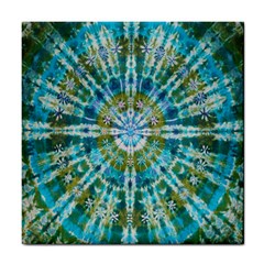 Green Flower Tie Dye Kaleidoscope Opaque Color Tile Coasters by Mariart