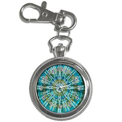 Green Flower Tie Dye Kaleidoscope Opaque Color Key Chain Watches